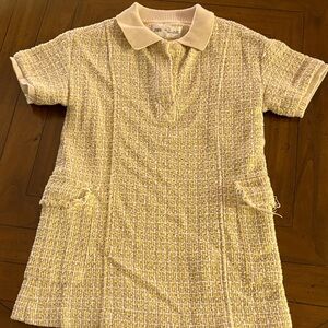 Zara Cream Tweed Polo Dress